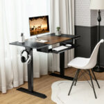 Adjustable 48 Inch Standing Desk with Keyboard Tray and Memory
