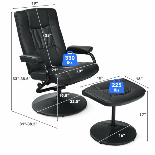 Ergonomic Swivel Recliner Chair with Adjustable Ottoman (Set of 2) - Image 5