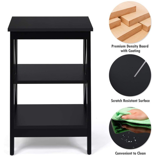 3 Tier X-Design End Tables with Storage Shelves (Set of 2) - Image 6