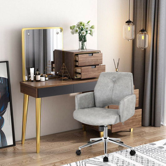 Gray Adjustable Mid Back Office Chair with Rocking Function
