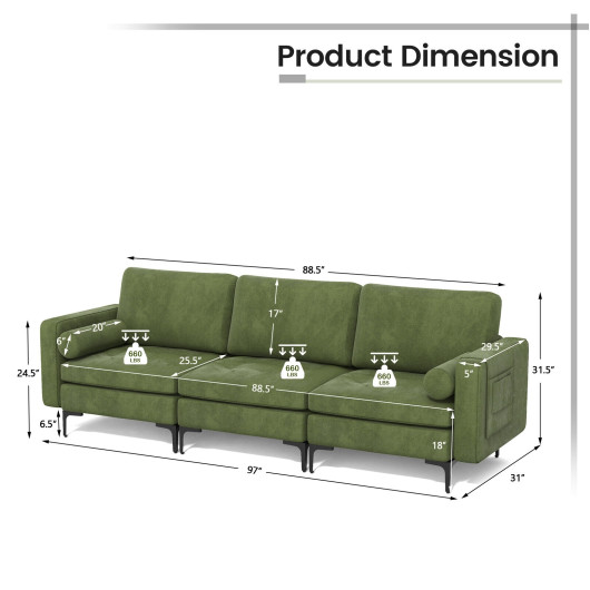 Modular L-Shaped Sectional Sofa with Storage and USB Ports