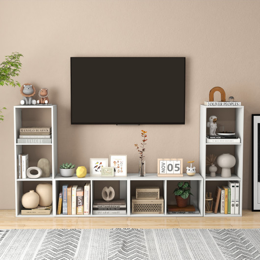 White 2 Cube Bookshelf with Back Guardrail for Living Room