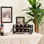2-Tier Metal Wine Rack with Adjustable Foot Pads (8 Bottles)