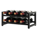 2-Tier Metal Wine Rack with Adjustable Foot Pads (8 Bottles)