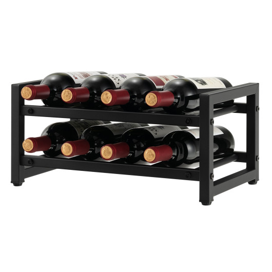 2-Tier Metal Wine Rack with Adjustable Foot Pads (8 Bottles) - Image 4