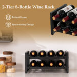 2-Tier Metal Wine Rack with Adjustable Foot Pads (8 Bottles)