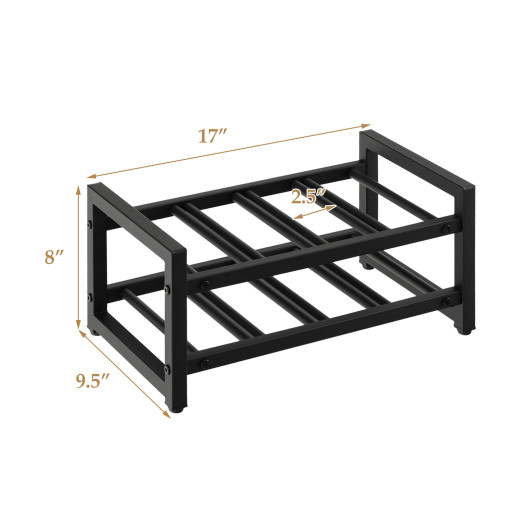 2-Tier Metal Wine Rack with Adjustable Foot Pads (8 Bottles) - Image 5