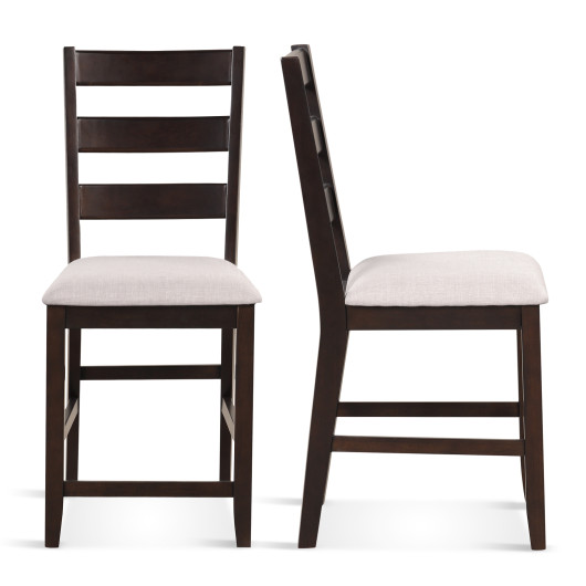 Counter Height Bar Stools with Padded Seat and Wood Legs (Set of 2) - Image 4