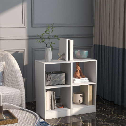 Space-Saving 2-Tier Bookcase Set with Anti-Tip Design (Set of 2)