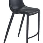 Black Faux Leather Barstool with Matte Steel Legs (Set of 2)