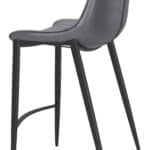 Dark Gray Faux Leather Counter Stools with Black Steel Legs (Set of 2)