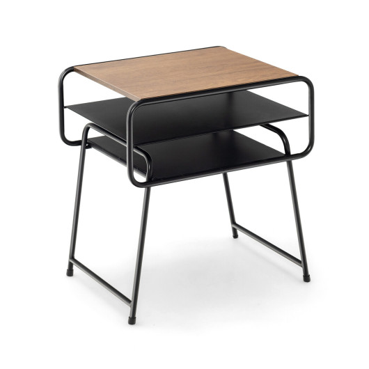 Modern 3-Tier Side Table with Storage Shelves Coffee