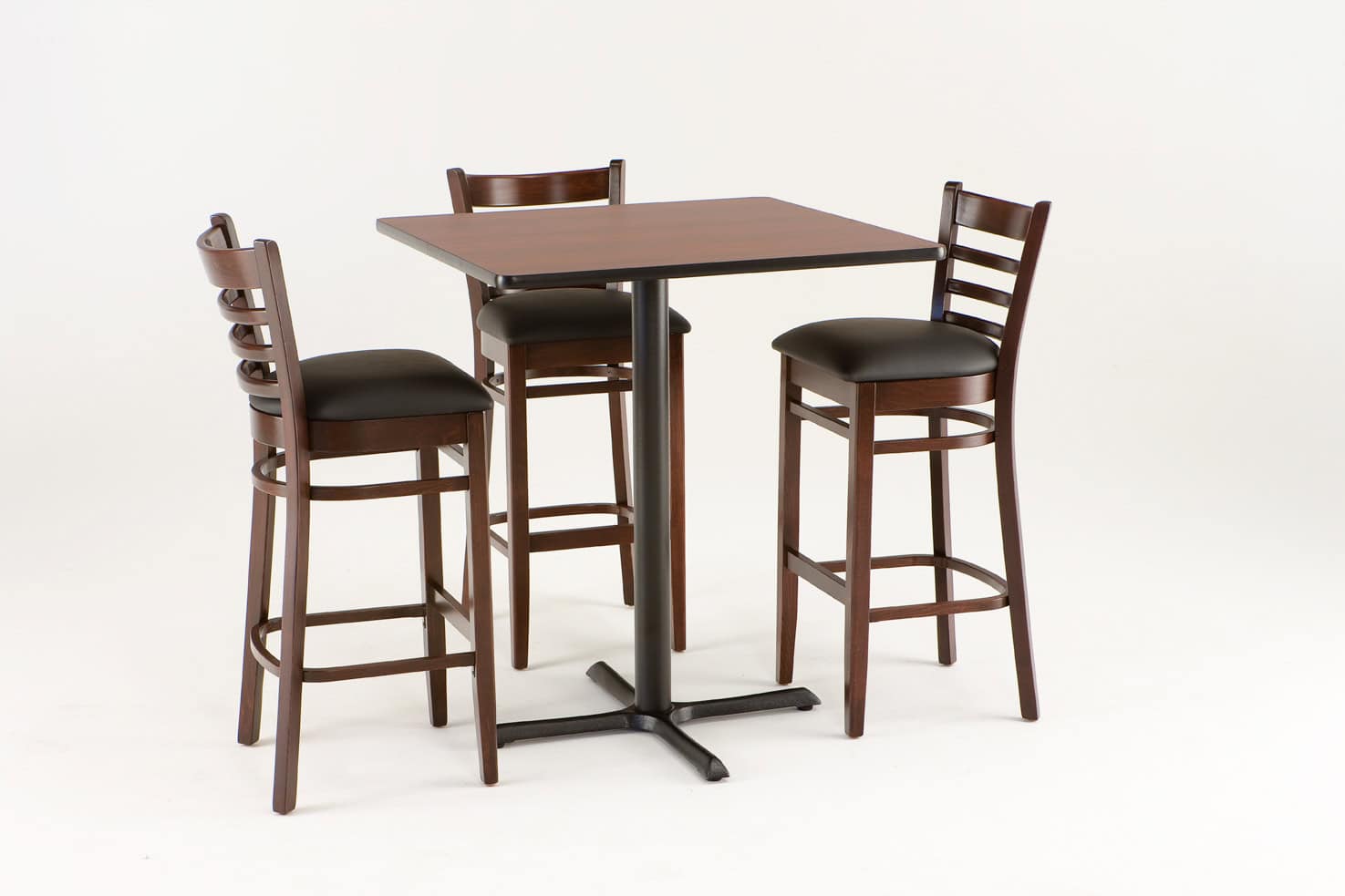 hampton 30-inch wood bar stool with natural finish, black vinyl wood seat, and ladder back