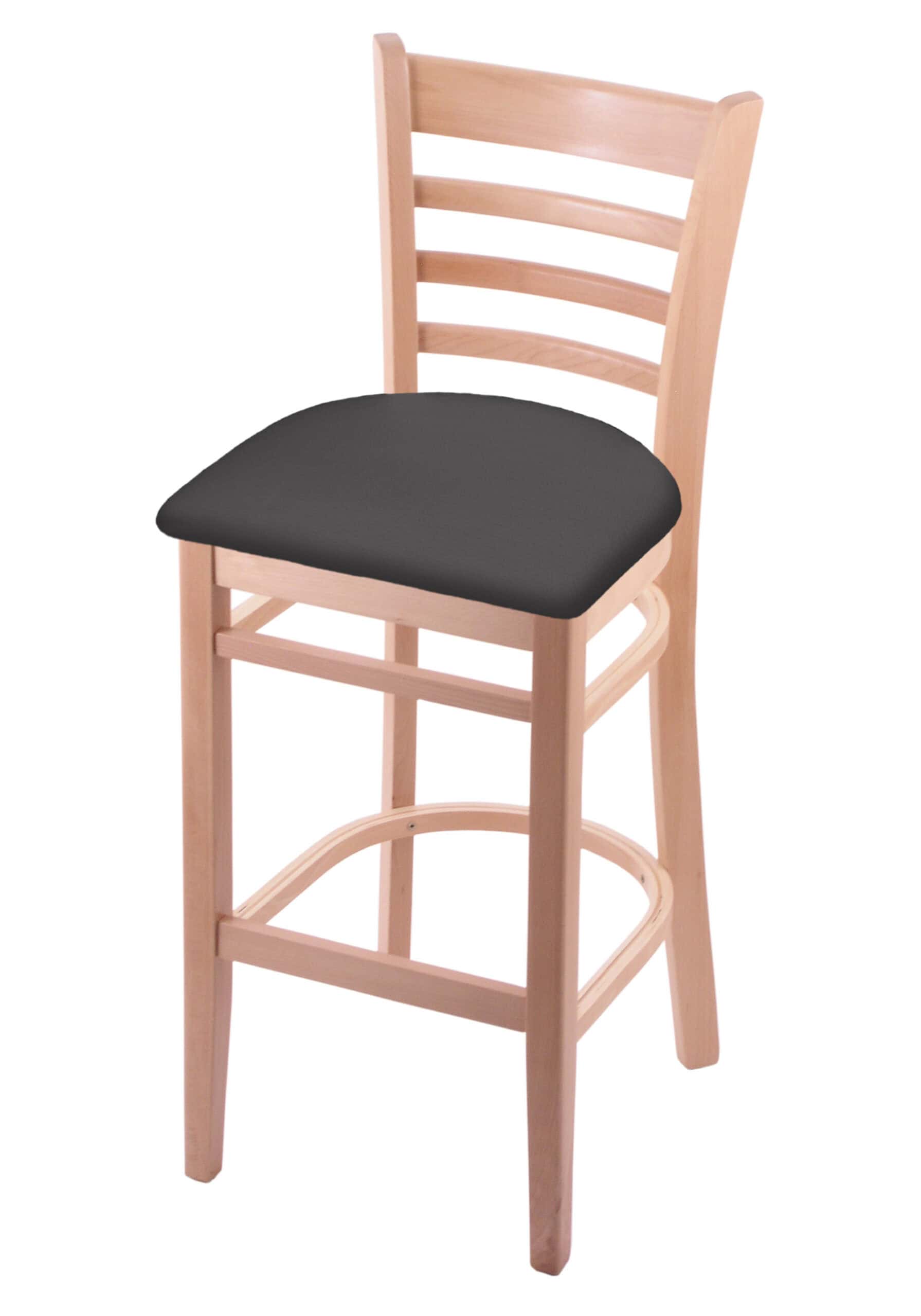 hampton 30-inch wood bar stool with natural finish, canter storm wood seat, and ladder back