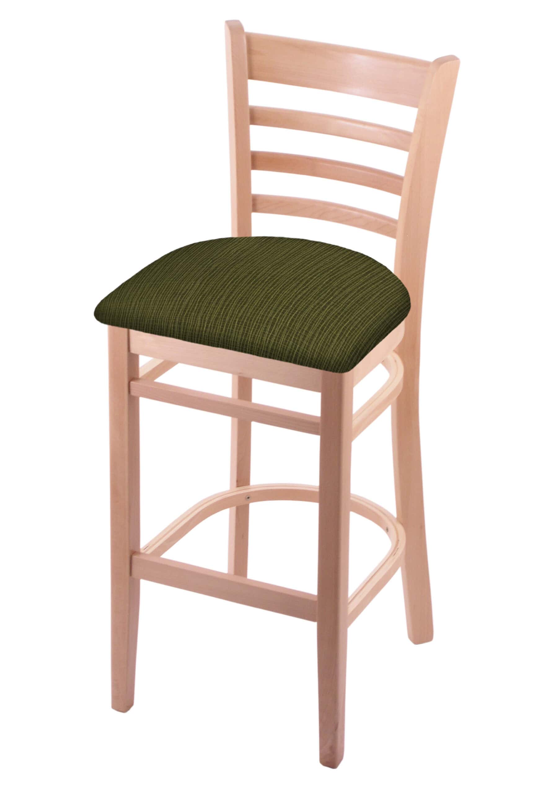 hampton 30-inch wood bar stool with natural finish, graph parrot wood seat, and ladder back