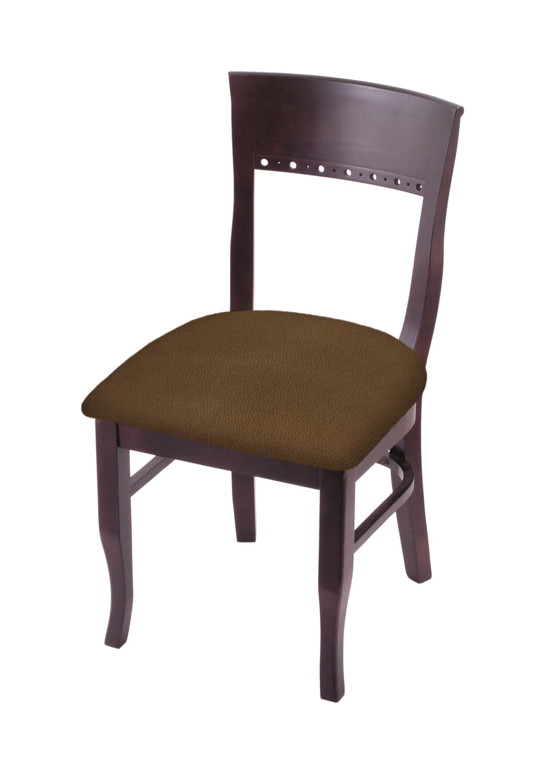 hampton 18-inch wood chair with dark cherry finish, rein thatch wood seat, and curved decorative back