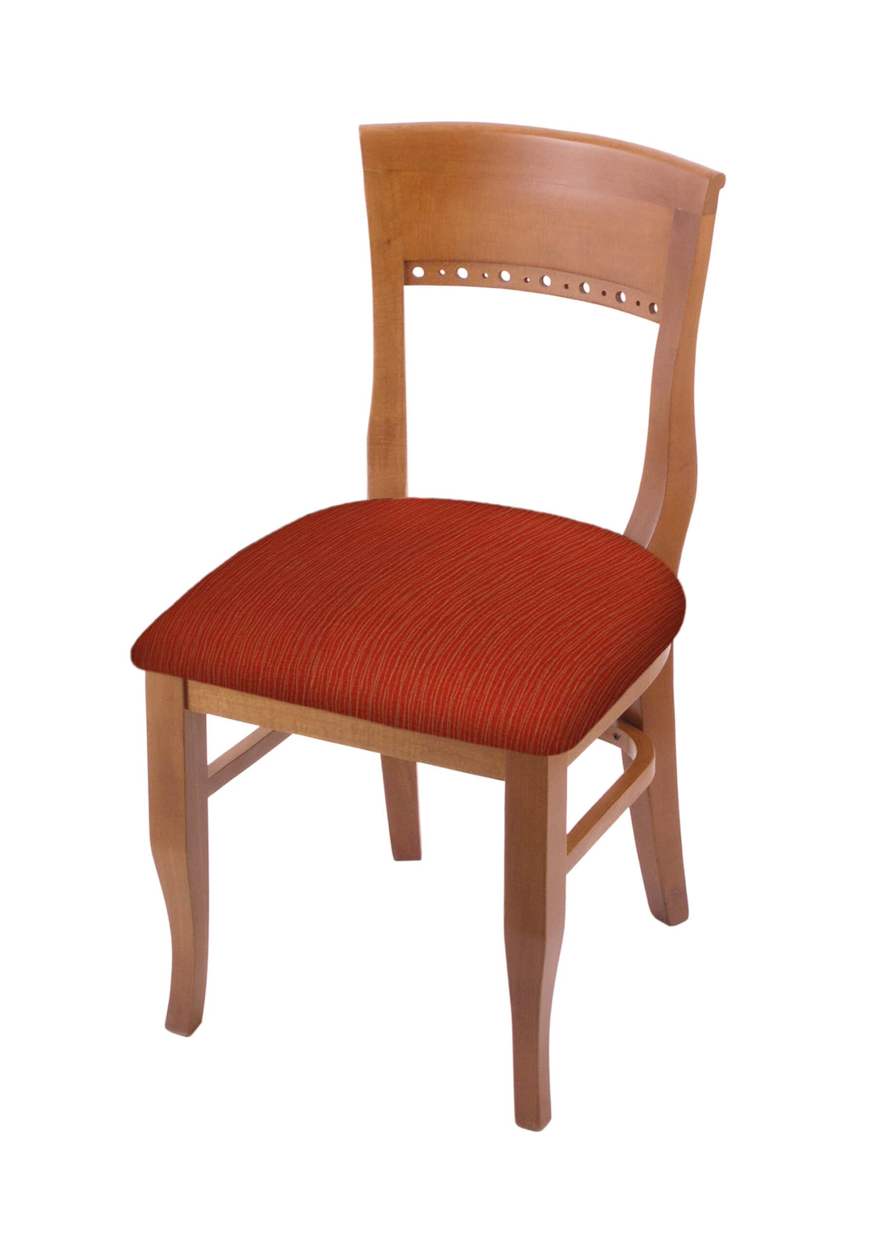 hampton 18-inch wood chair with medium finish, graph poppy wood seat, and curved decorative back