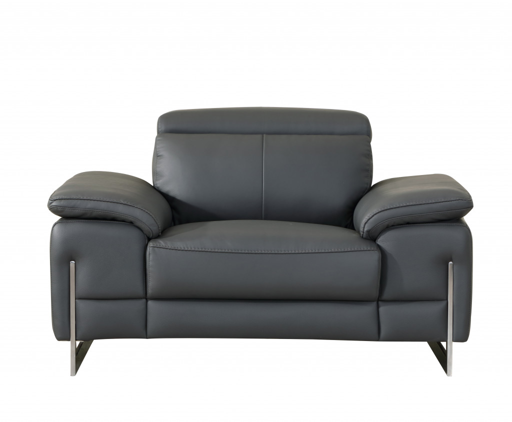 Italian Leather Dark Gray 3-Piece Seating Set for Six - Image 3