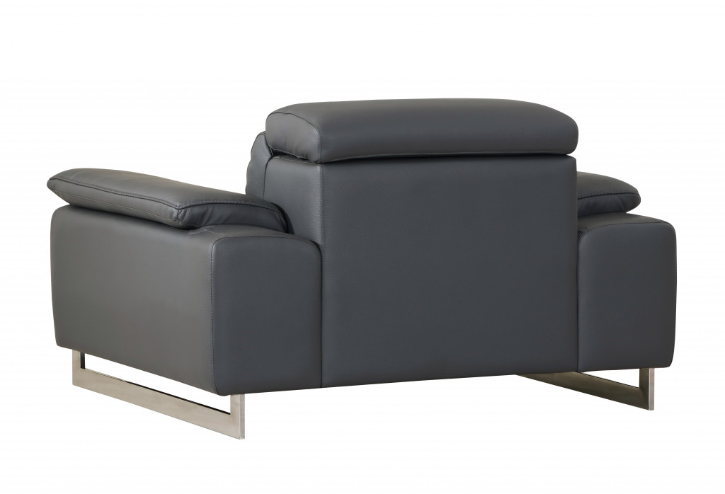 Italian Leather Dark Gray 3-Piece Seating Set for Six - Image 4