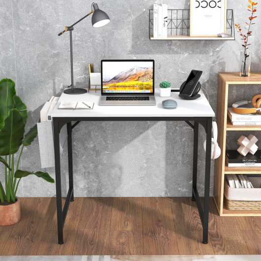 Compact Home Office Desk with Charging Station and Storage Options