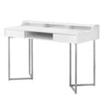 White and Silver Writing Desk With Two Drawers 22-Inch
