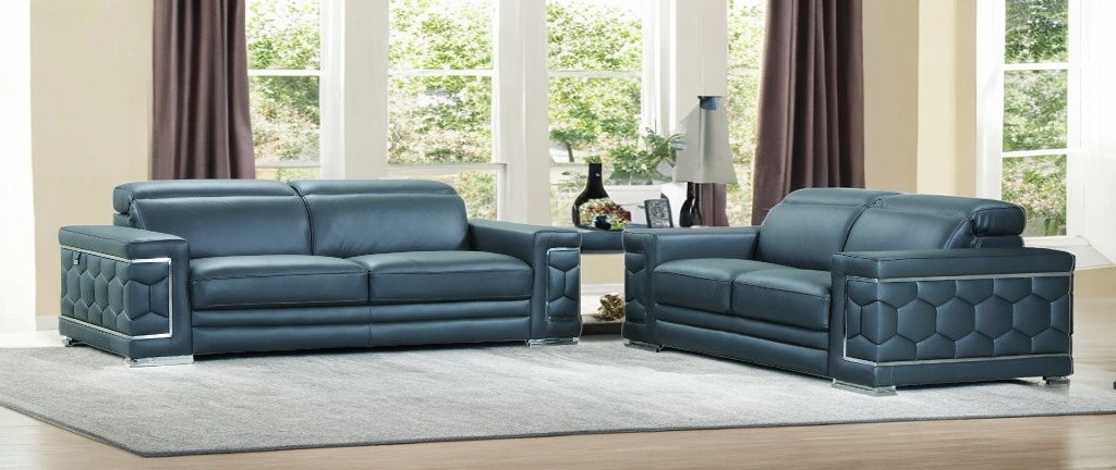 Two Piece Dark Gray Italian Leather Five Person Seating Set - Image 2