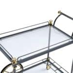 Black and Gold Rolling Bar Cart with Glass and Wine Storage