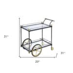 Black and Gold Rolling Bar Cart with Glass and Wine Storage