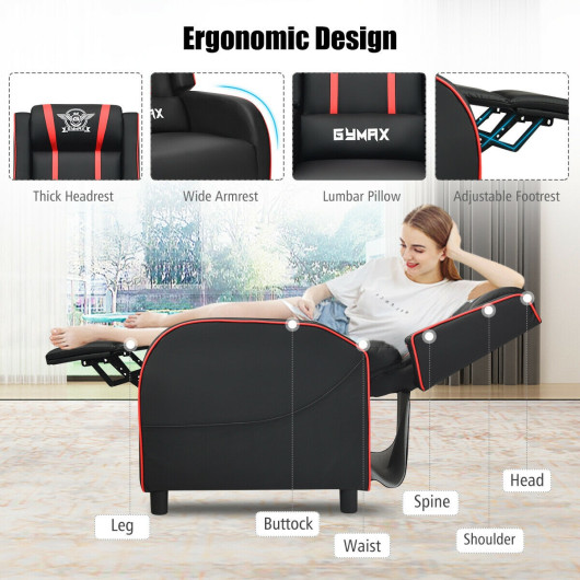 Reclining Massage Gaming Chair with Adjustable Backrest and Footrest - Image 7