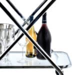 Chrome X-Shape Bar Cart with Tempered Glass Shelves