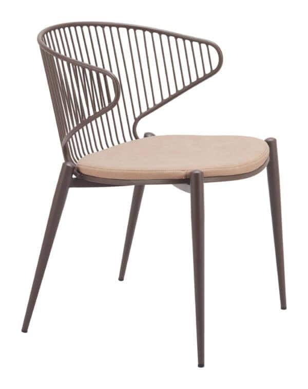 Swivel Dining Chair Beige and Brown with Armrest Support