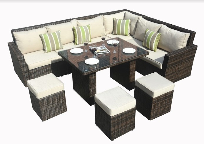 180.96 Brown 8-Piece Outdoor Sectional Set with Cushions