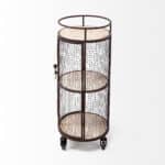 Industrial Matte Black Metal Bar Cart With Wood Shelves