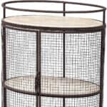 Industrial Matte Black Metal Bar Cart With Wood Shelves