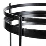 Black Metal Rolling Bar Cart With Mirror Glass Shelves