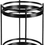 Black Metal Rolling Bar Cart With Mirror Glass Shelves