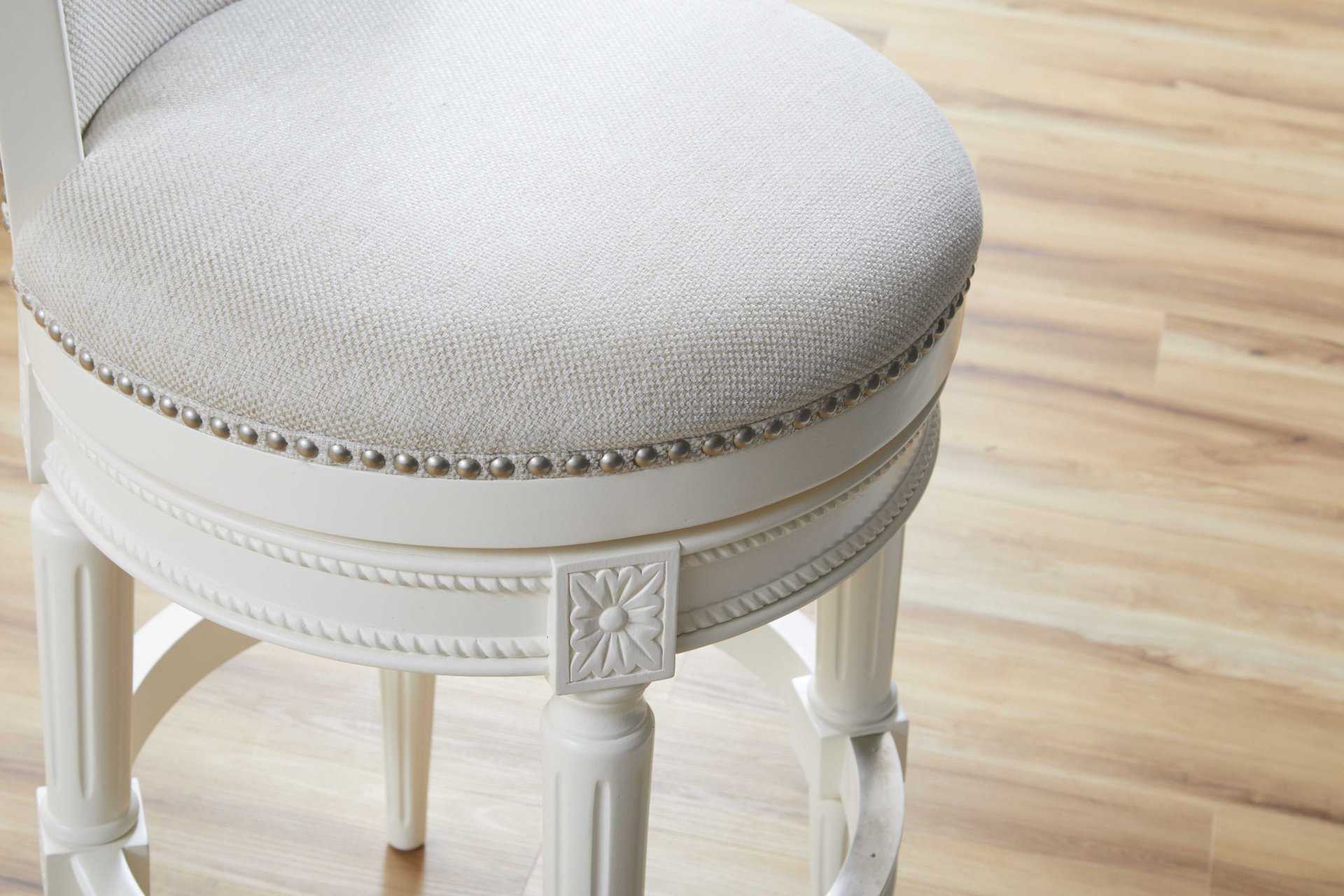 Light Gray and White Solid Wood Swivel Bar Stool 45-Inch