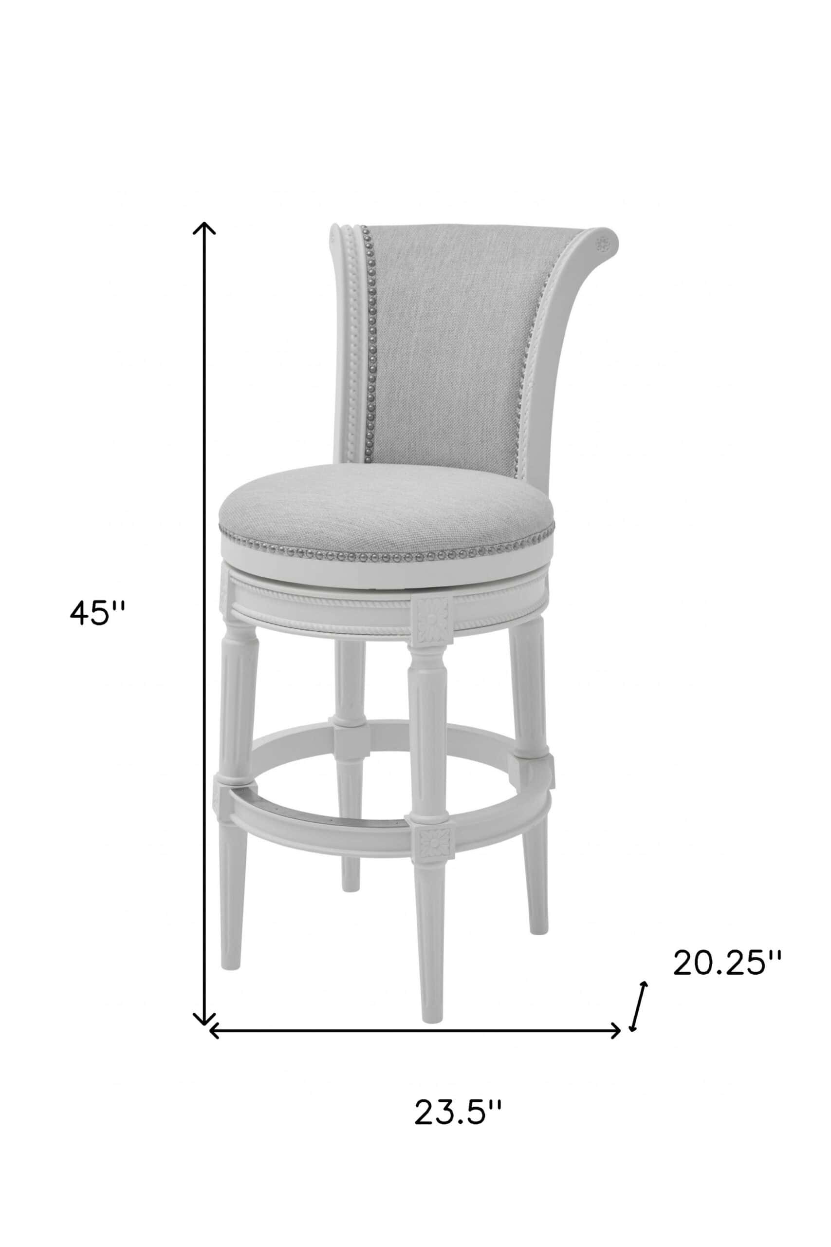 Light Gray and White Solid Wood Swivel Bar Stool 45-Inch