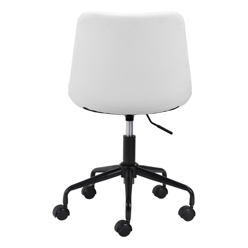 35.2-Inch White and Black Adjustable Faux Leather Office Chair