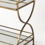 Antique Gold Bar Cart with Mirrored Glass Shelves