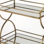 Antique Gold Bar Cart with Mirrored Glass Shelves