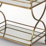 Antique Gold Bar Cart with Mirrored Glass Shelves