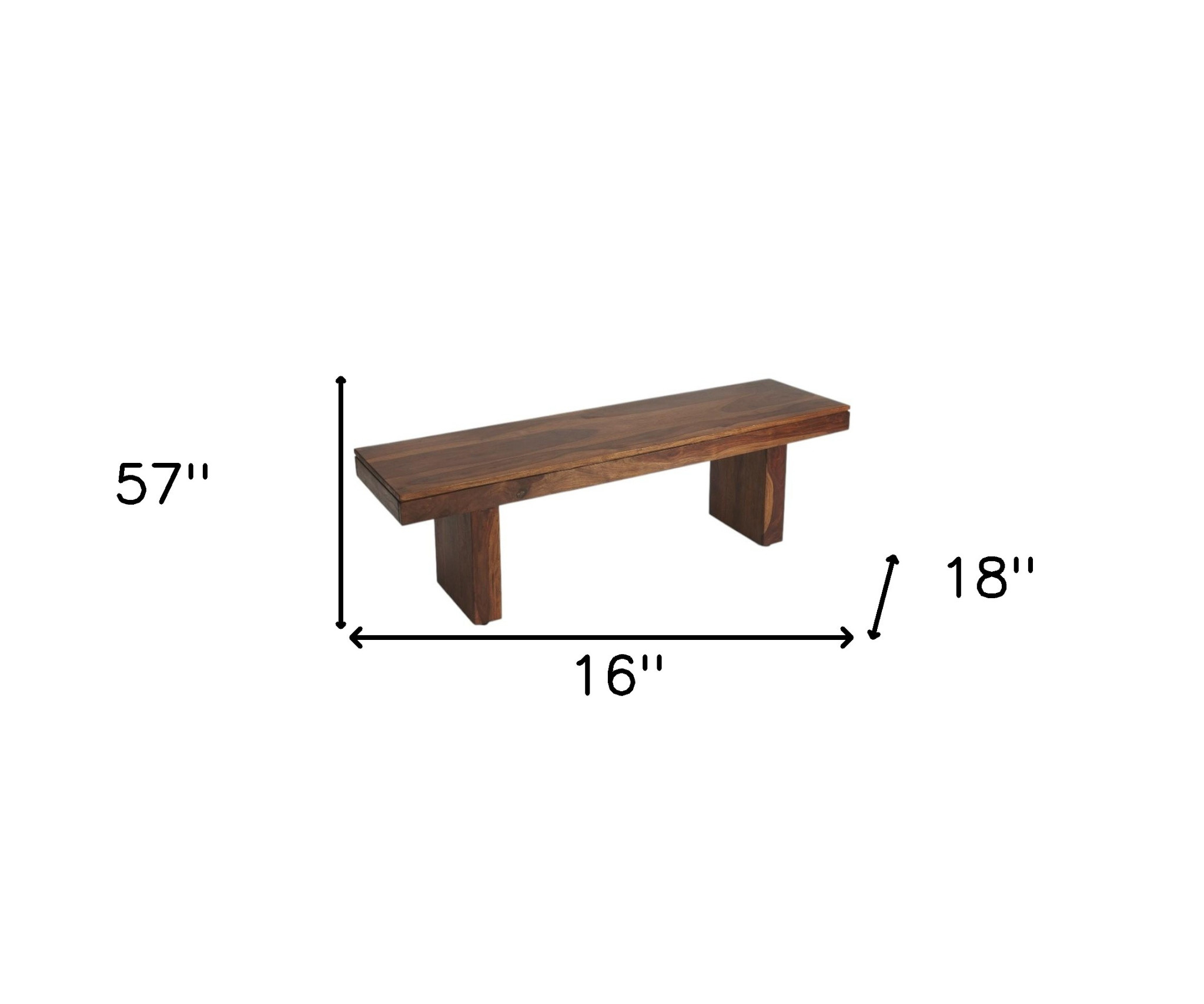 Modern Chunky Solid Wood Bench, Minimalist Handcrafted Design