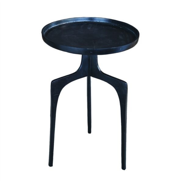 Contemporary Blue Metal Side Table With Tray Top