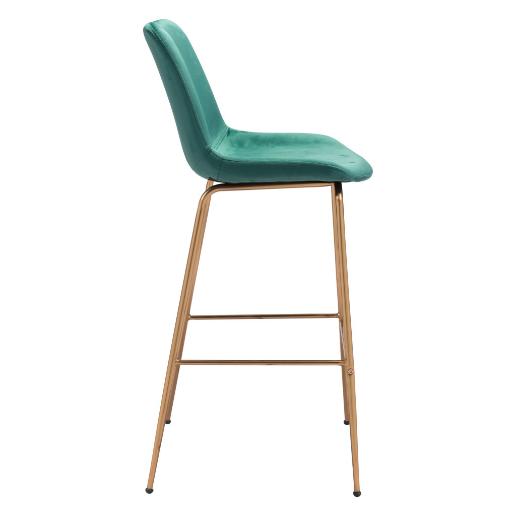 31 Inch Green and Copper Steel Low Back Bar Stool - Image 9