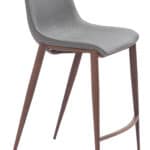 Slate Gray Faux Leather Counter Stool with Walnut Legs (Set of 2)