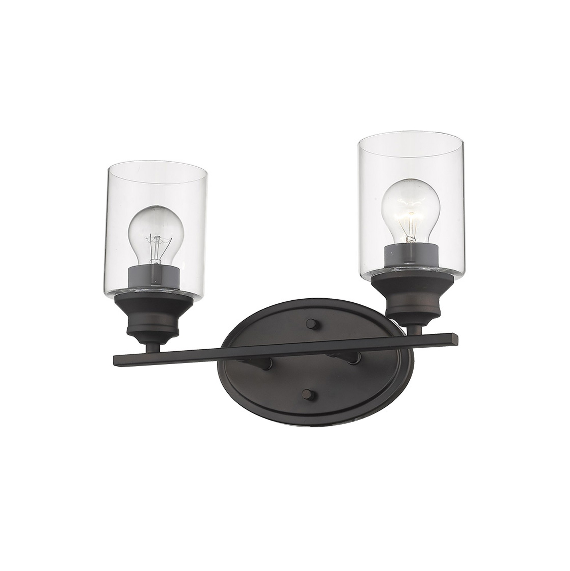 Bronze Two-Light Wall Light with Clear Glass Shades