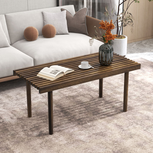 Rustic 39 Inch Coffee Table with Slatted Top and Stability