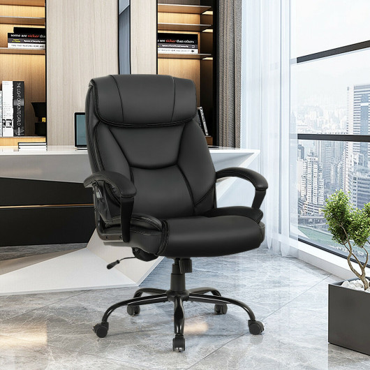 Ergonomic Massage Office Chair with 6-Point Vibration - Black