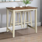 Space-Saving Counter Height Pub Table with 2 Stools (Set of 3)